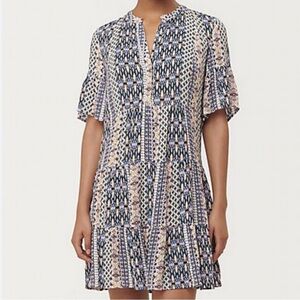 LOFT Multiprint Swing Dress Small Petite
